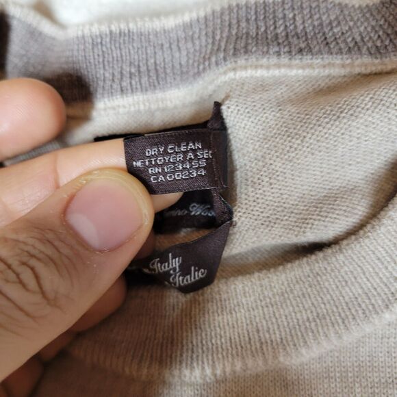 Black 1826 Brown Sweater Mens Beige Size XXL 100% Merino Wool Made Italy Winter - Picture 13 of 16